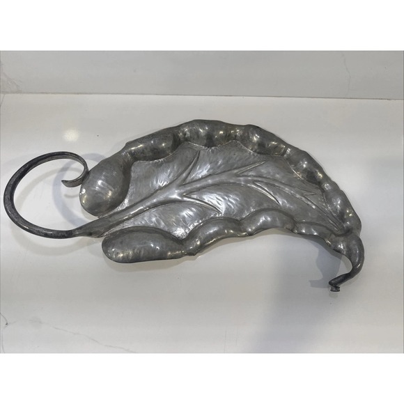 Nekrassoff Other - Serge Nekrassoff Hammered Pewter Leaf Centerpiece Serving Tray Platter 17.5"